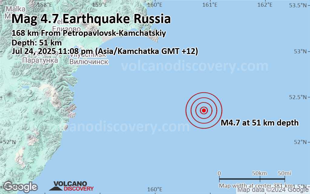 Petropavlovsk kamchatka earthquake map