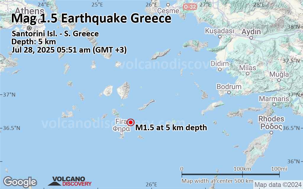 Strong earthquake near santorini