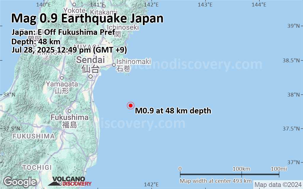 Japan earthquake map 2025