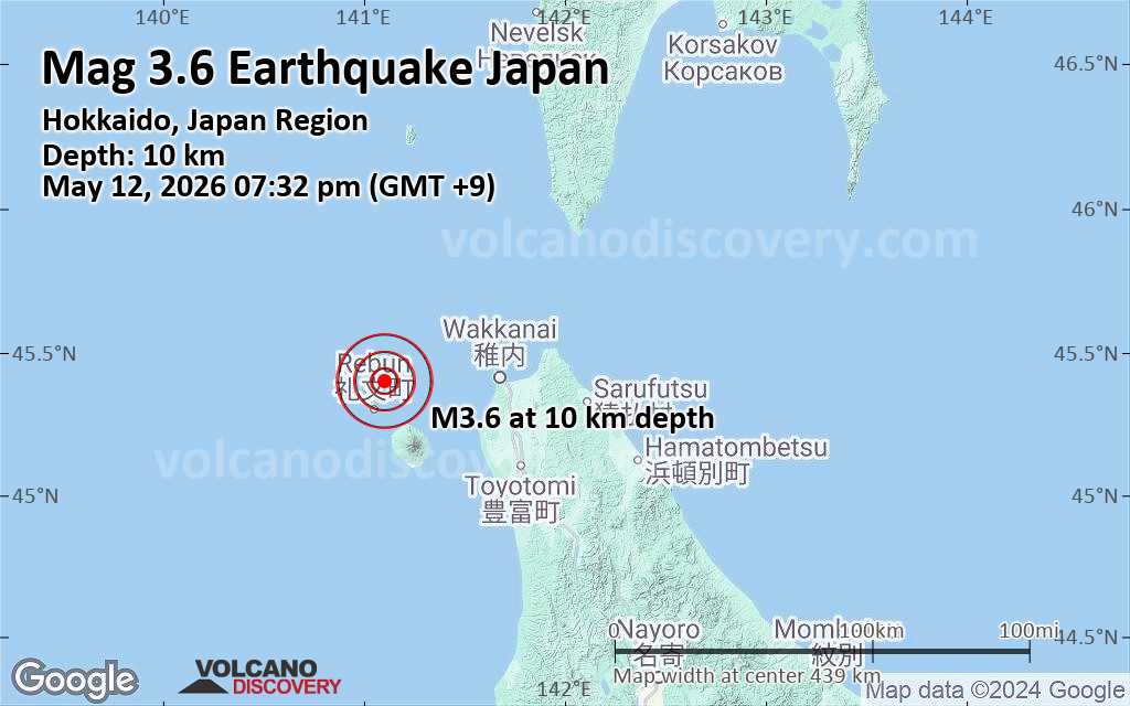 Light Mag. 3.6 Earthquake - Sea of Japan or East Sea, 6.6 km