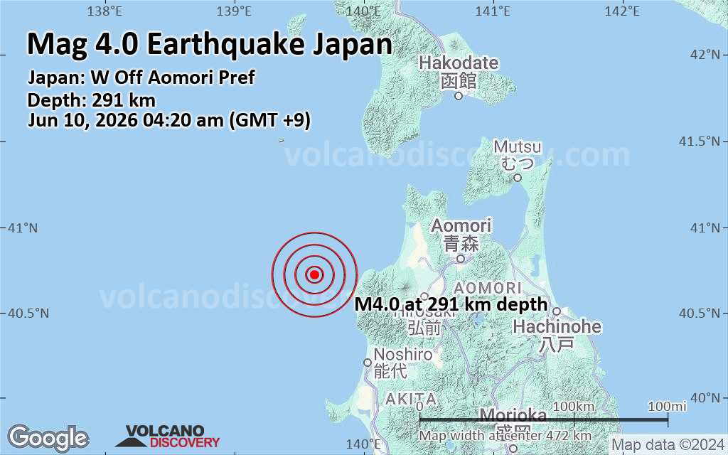 EARTHQUAKE アースクエイク SP-3X クロスオーバーネットワーク Moderate Mag. 4.0 Earthquake - Sea of Japan or East Sea, 74 km
