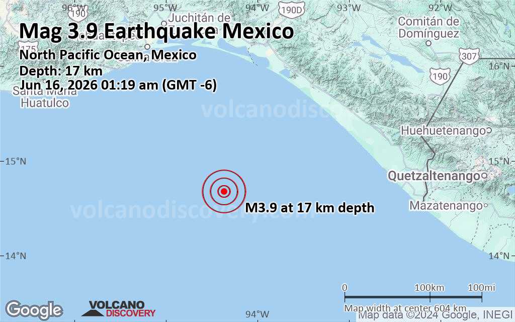 Light Mag. 3.9 Earthquake - North Pacific Ocean, 167 km Southwest