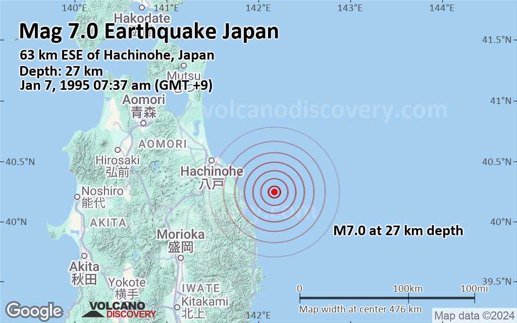Major Magnitude 7.0 Earthquake - North Pacific Ocean, Iwate