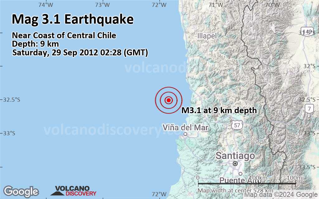 Light Mag. 3.1 Earthquake - South Pacific Ocean, 62 km North of ...