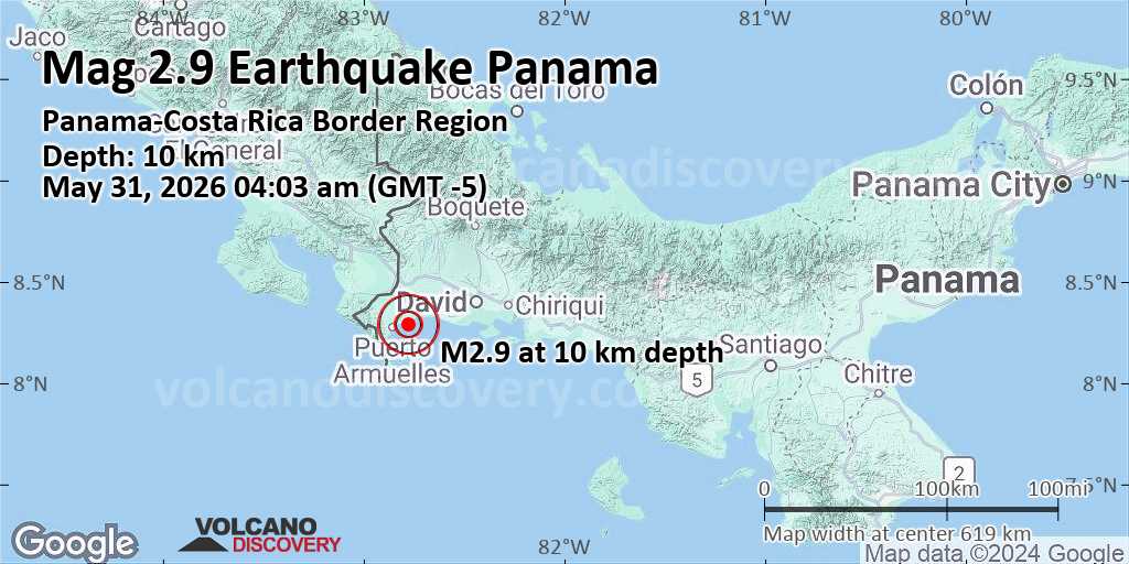 Weak Mag. 2.9 Earthquake - North Pacific Ocean, 41 km West of David