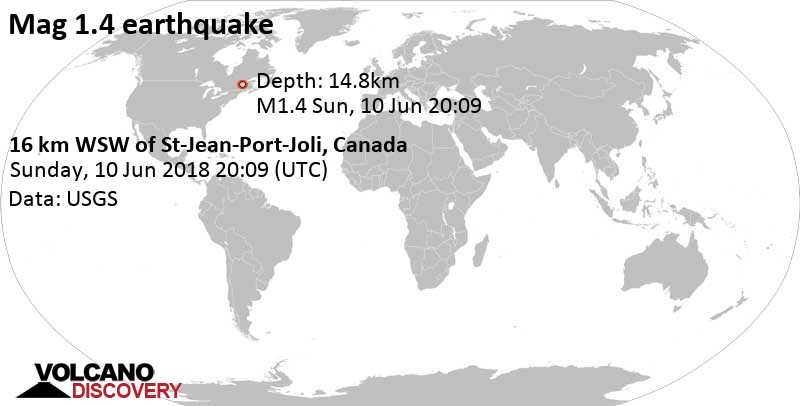 Minor Mag. 1.4 Earthquake - 16 km WSW of St-Jean-Port-Joli, Canada, on ...