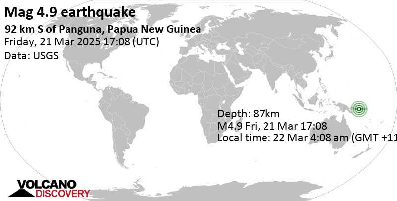 Moderate Mag. 4.9 Earthquake - Solomon Sea, 27 km North of Mono Island ...