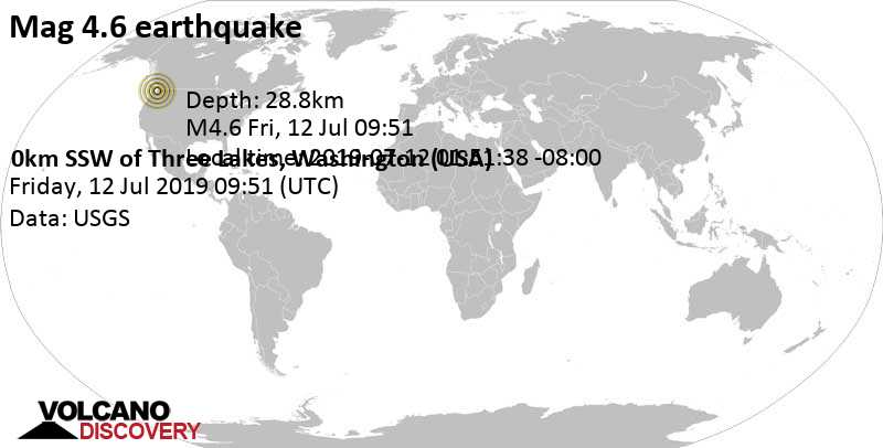 Умеренное землетрясение маг. 4.6 - 3.9 km к северо-западу от Монро, Снохомиш County, Вашингтон, Соединенные Штаты, 2019-07-12 01:51:38 -08:00