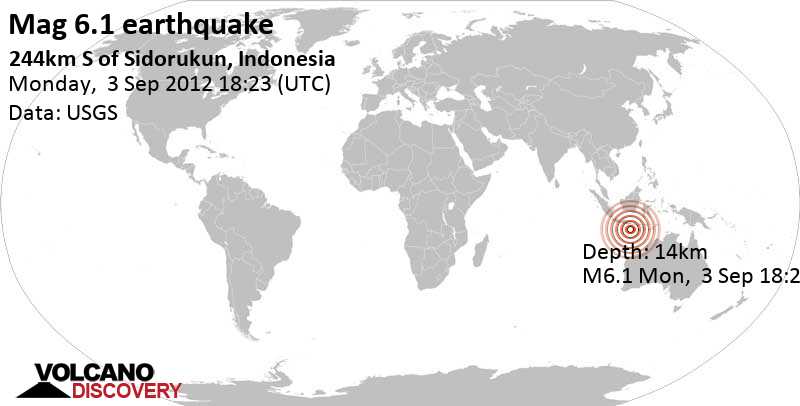 Major magnitude 6.4 earthquake - Indian Ocean, 279 km southwest of Denpasar, Bali, Indonesia, on Tue, 4 Sep 2012 02:23
