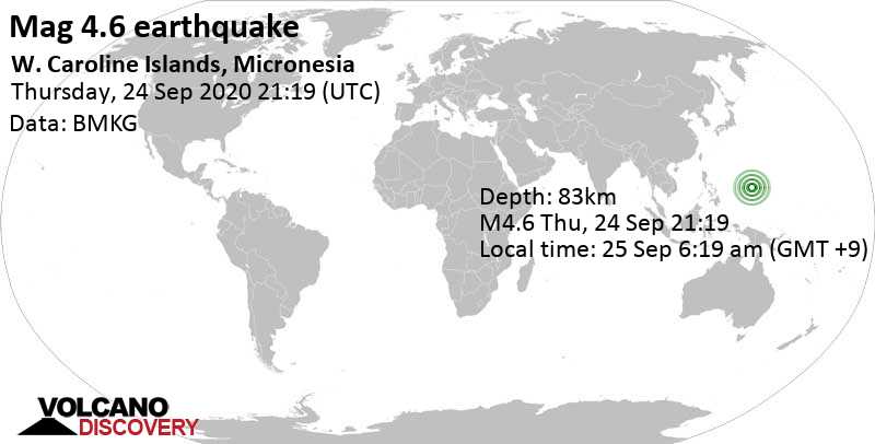 Light mag. 4.6 earthquake - 5 km west of Tamuning-Tumon-Harmon Village, Guam, on 25 Sep 6:19 am (GMT +9)
