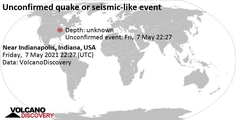 Reported quake or seismic-like event: 6.2 mi north of Noblesville, Hamilton County, Indiana, USA, Friday, May 7, 2021 06:27 pm (Indianapolis time)