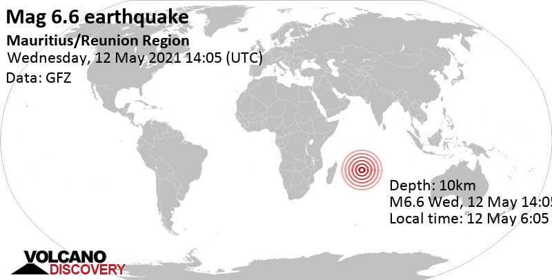 Major magnitude 6.6 earthquake - Indian Ocean on 12 May 6:05 pm (GMT +4)