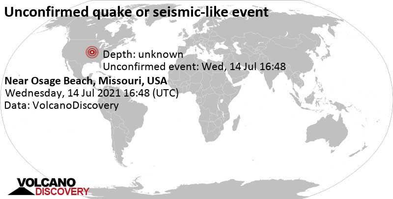 Reported quake or seismic-like event: 0.5 mi east of Warsaw, Benton County, Missouri, USA, 14 Jul 11:38 am (GMT -5)