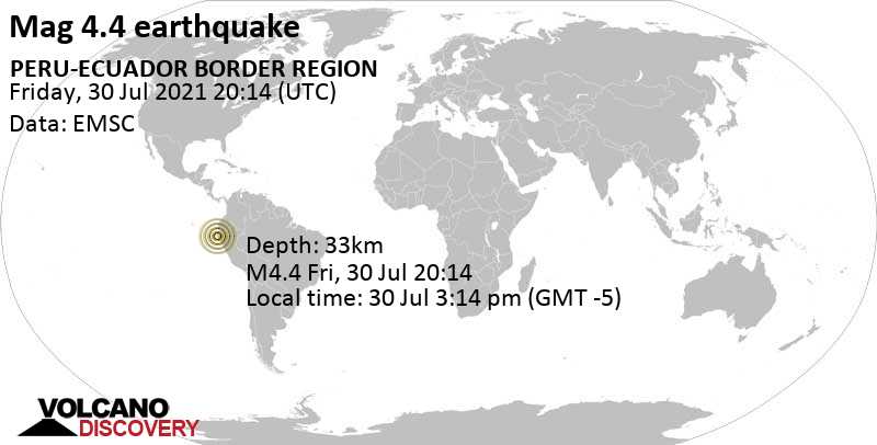 Séisme faible mag. 4.4 - 12 km à l\'ouest de Sullana, Région de Piura, Pérou, 30 Jul 3:14 pm (GMT -5)