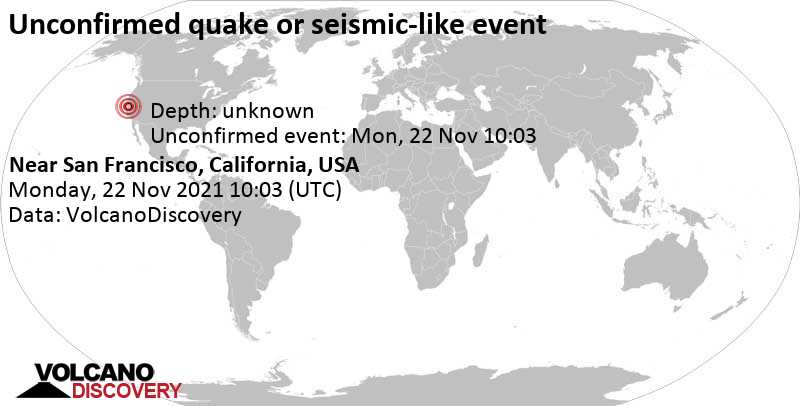Unbestätigtes Erdbeben oder erdbebenähnliches Ereignis: 3.7 km nordwestlich von Vacaville, Solano County, Kalifornien, USA, am Montag, 22. Nov 2021 um 02:03 Lokalzeit