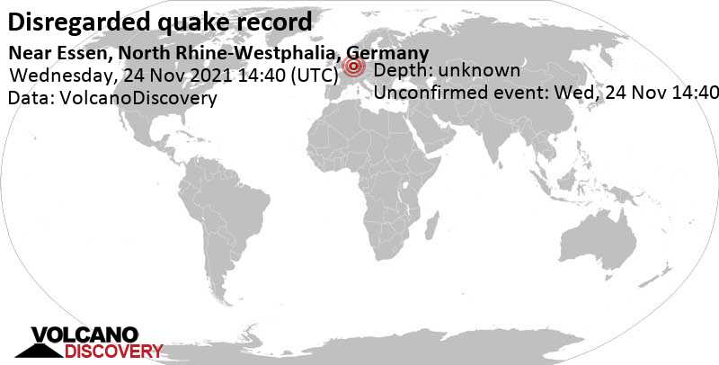 Reported seismic-like event (likely no quake): 5.5 km south of Wesel, Duesseldorf, North Rhine-Westphalia, Germany, Wednesday, Nov 24, 2021 at 3:40 pm (GMT +1)