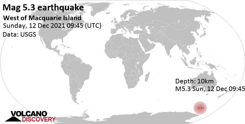 Δυνατός σεισμός μεγέθους 5.3 - South Pacific Ocean, Κυριακή, 12 Δεκ 2021 19:45 (GMT +10)