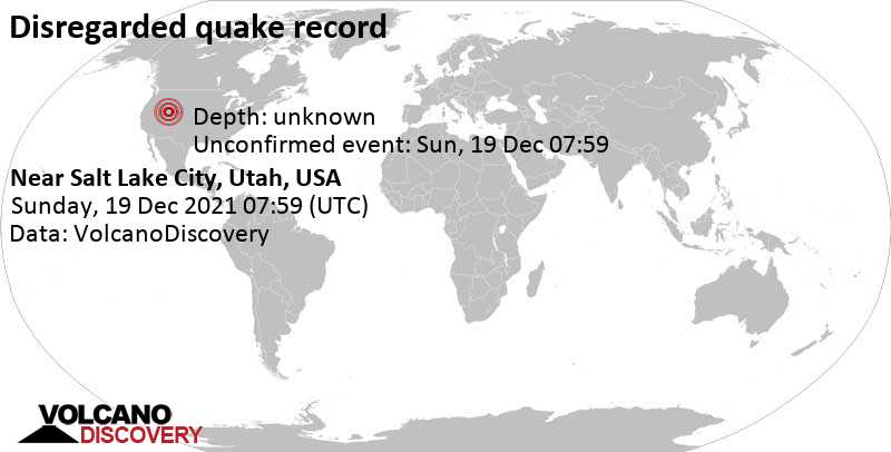 Reported seismic-like event (likely no quake): 13 mi southeast of Salt Lake City, Salt Lake County, Utah, USA, Sunday, Dec 19, 2021 at 12:59 am (GMT -7)