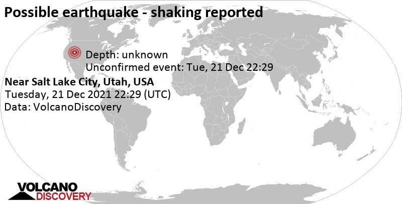 Reported quake or seismic-like event: 108 mi south of Salt Lake City, Salt Lake County, Utah, USA, Tuesday, Dec 21, 2021 at 3:29 pm (GMT -7)