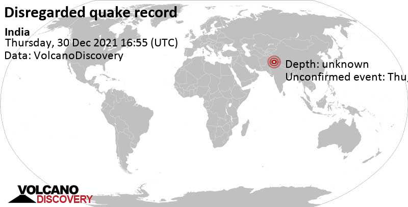 Événement inconnu (à l\'origine signalé comme tremblement de terre): Jammu-et-Cachemire, Inde, jeudi, 30 déc. 2021 22:25 (GMT +5:30)