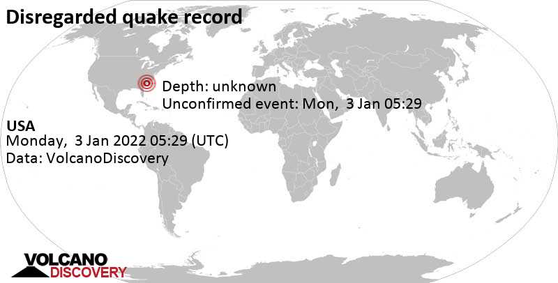 Evento desconocido (originalmente reportado como sismo): Carolina del Sur, Estados Unidos, lunes,  3 ene 2022 00:29 (GMT -5)