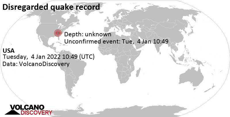 Unbekanntes (usrprünglich als Erdbeben) gemeldetes Ereignis: Tennessee, USA, am Dienstag,  4. Jan 2022 um 05:49 Lokalzeit