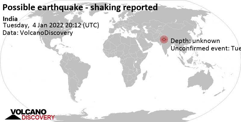 Зарегистрированное землетрясение или сходное с землетрясением событие: Гургаон, Харьяна, 23 km к юго-западу от Нью-Дели, Индия, Среда,  5 янв 2022 01:42 (GMT +5:30)