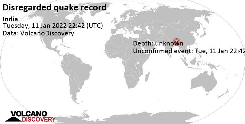 Reported seismic-like event (likely no quake): Assam, India, Wednesday, Jan 12, 2022 at 4:12 am (GMT +5:30)