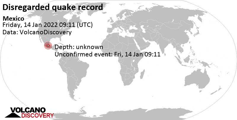 Événement inconnu (à l\'origine signalé comme tremblement de terre): 1.6 km au nord-ouest de Mexico, Mexique, vendredi, 14 janv. 2022 03:11 (GMT -6)
