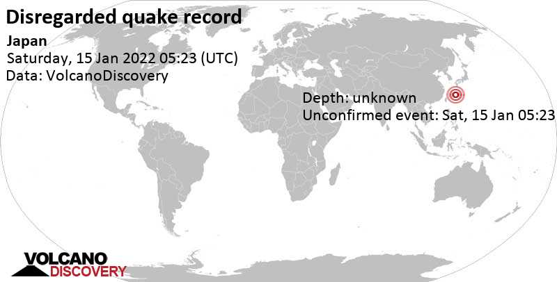 Άγνωστο γεγονός (αναφέρθηκε αρχικά ως σεισμός): Okinawa, Ιαπωνία, Σάββατο, 15 Ιαν 2022 14:23 (GMT +9)