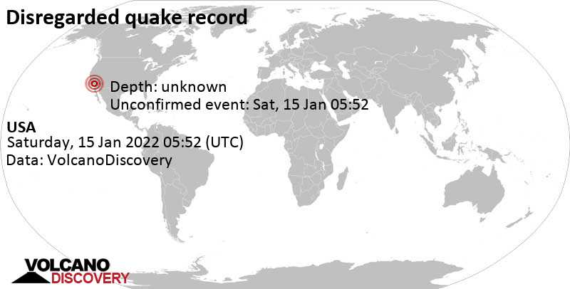 Άγνωστο γεγονός (αναφέρθηκε αρχικά ως σεισμός): Καλιφόρνια, Ηνωμένες Πολιτείες, Παρασκευή, 14 Ιαν 2022 21:52 (GMT -8)