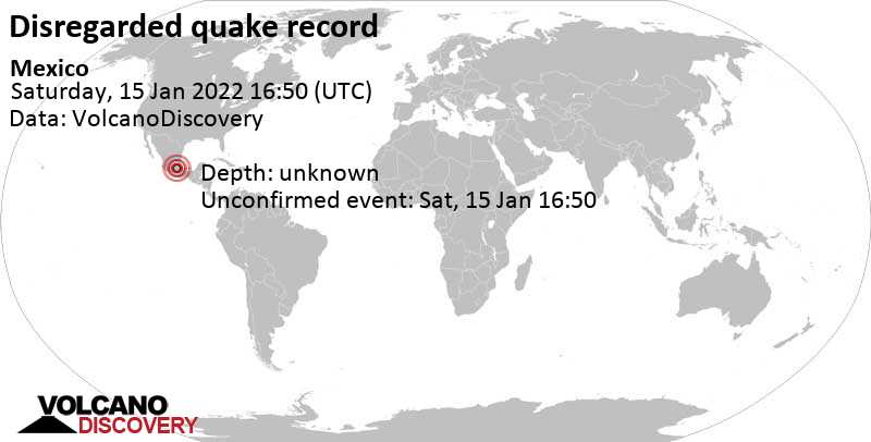 Неизвестное событие (первоначально сообщалось как землетрясение): 1.4 km к северу от Мехико, Mexico City, Мексика, Суббота, 15 янв 2022 10:50 (GMT -6)
