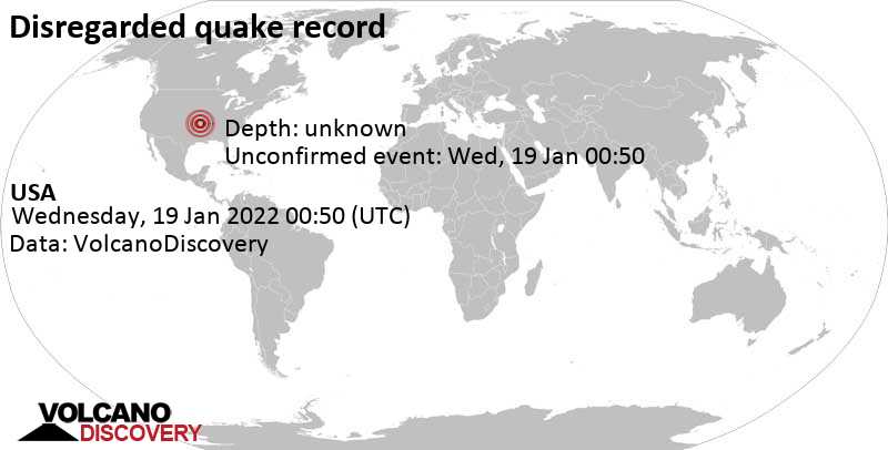 Evento desconocido (originalmente reportado como sismo): Oklahoma, Estados Unidos, martes, 18 ene 2022 18:50 (GMT -6)