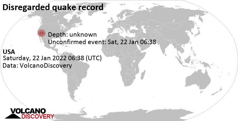 Άγνωστο γεγονός (αναφέρθηκε αρχικά ως σεισμός): Νεβάδα, Ηνωμένες Πολιτείες, Παρασκευή, 21 Ιαν 2022 22:38 (GMT -8)
