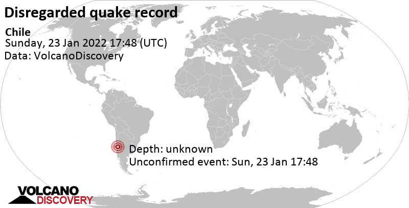 Reported seismic-like event (likely no quake): 30 km north of Santiago de Chile, Provincia de Santiago, Chile, Sunday, Jan 23, 2022 at 2:48 pm (GMT -3)