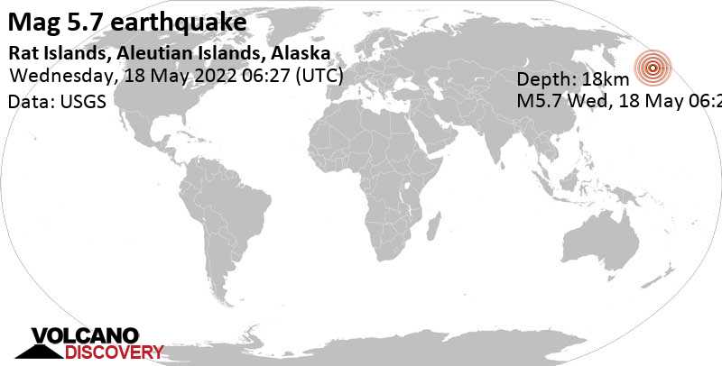 Strong mag. 5.8 earthquake - Bering Sea, Alaska, USA, on Tuesday, May 17, 2022 at 9:27 pm (GMT -9)