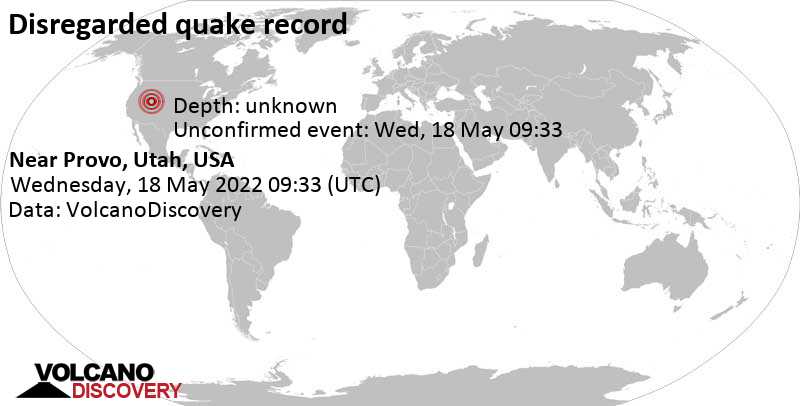 Reported seismic-like event (likely no quake): 2 mi west of Lehi, Utah County, USA, Wednesday, May 18, 2022 at 3:33 am (GMT -6)