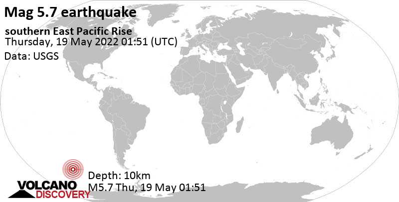 Tremblement de terre fort magnitude 5.8 - South Pacific Ocean, mercredi, 18 mai 2022 17:51 (GMT -8)