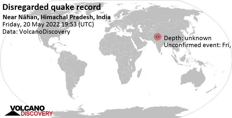 Unbekanntes (usrprünglich als Erdbeben) gemeldetes Ereignis: 0.1 km nördlich von Nāhan, Sirmaur, Himachal Pradesh, Indien, am Samstag, 21. Mai 2022 um 01:23 Lokalzeit