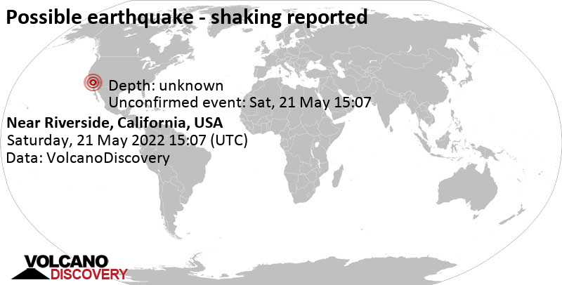 Зарегистрированное землетрясение или сходное с землетрясением событие: 6.2 km к востоку от Ранчо-Кукамонга, Сан-Бернардино County, Калифорния, Соединенные Штаты, Суббота, 21 мая 2022 08:07 (GMT -7)