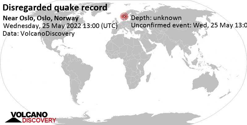 Événement inconnu (à l\'origine signalé comme tremblement de terre): Viken, 34 km au nord-est de Oslo, Norvège, mercredi, 25 mai 2022 15:00 (GMT +2)