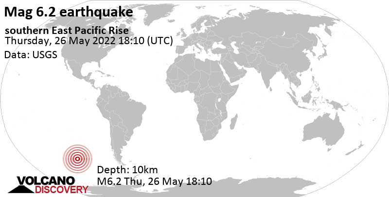 6.2 quake South Pacific Ocean May 26, 2022 10:10 am (GMT -8)