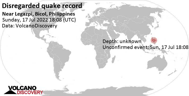 Unbekanntes (usrprünglich als Erdbeben) gemeldetes Ereignis: 1.3 km östlich von Sorsogon, Bicol, Philippinen, am Montag, 18. Jul 2022 um 02:08 Lokalzeit