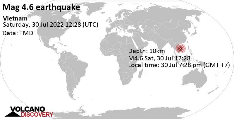 Thông tin về Động đất: Mag vừa phải.  4.6 Động đất