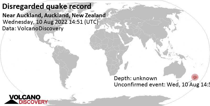 Unbekanntes (usrprünglich als Erdbeben) gemeldetes Ereignis: Auckland, 2.9 km nördlich von Waitakere, Neuseeland, am Donnerstag, 11. Aug 2022 um 02:51 Lokalzeit