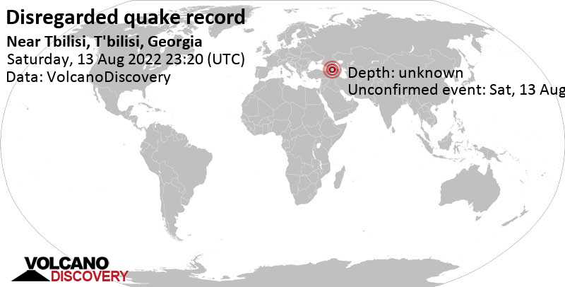 Rivisto come sismo che non ha avuto luogo: magnitudo 3.0, 6.5 km a nord ovest da Tbilisi, K\'alak\'i T\'bilisi, Georgia, domenica, 14 ago 2022 03:20 (GMT +4)