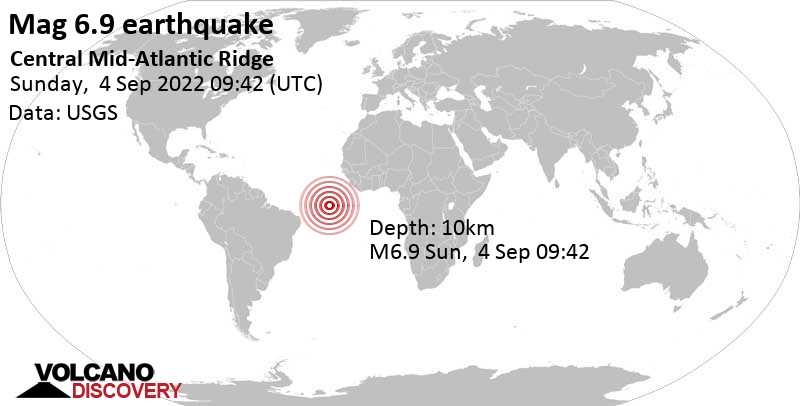 6.9 quake South Atlantic Ocean Sep 4, 2022 8:42 am (GMT -1)