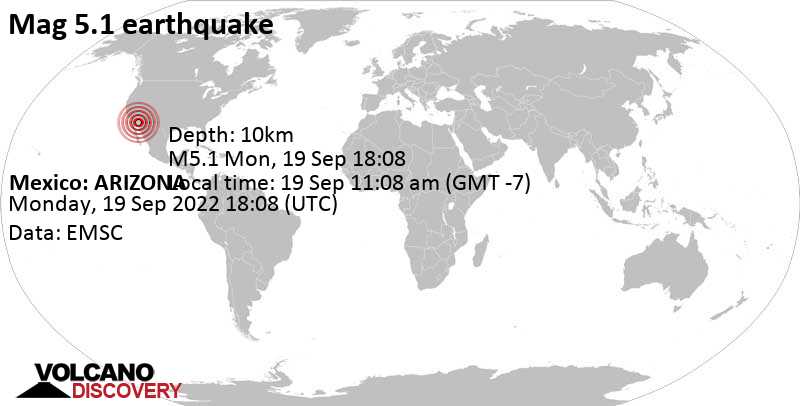 5.1 quake USA, 59 mi north of Puerto Peñasco, Sonora, Mexico, Sep 19, 2022 11:08 am (GMT -7)