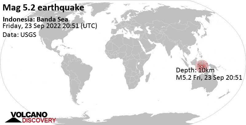 5.2 quake Banda Sea, Indonesia, Sep 24, 2022 5:51 am (GMT +9)
