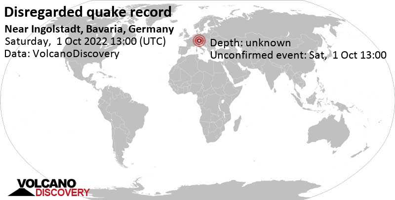 Événement inconnu (à l\'origine signalé comme tremblement de terre): 6.9 km au nord de Munich, Haute-Bavière, Allemagne, samedi,  1 oct. 2022 15:00 (GMT +2)